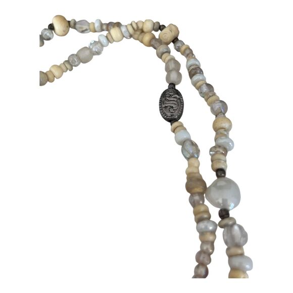 Vintage Beaded Necklace Aurora Borealis Finished Glass & Cream Color Beads  9K - Picture 11 of 12